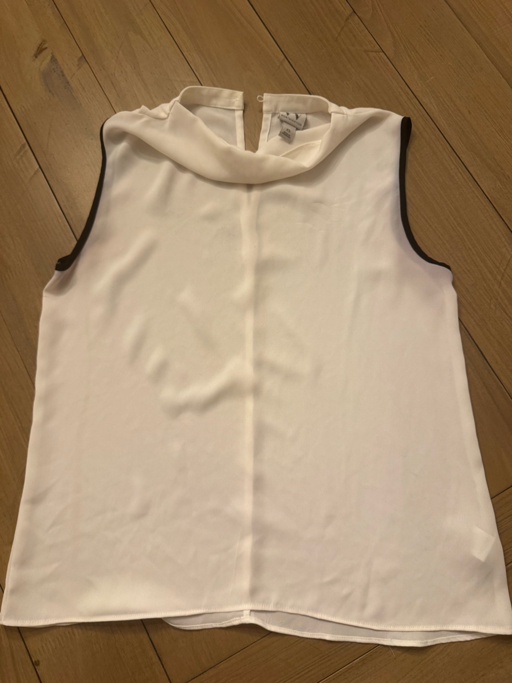 Worthington White Sleeveless Blouse with Black Trim